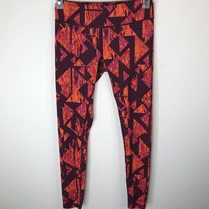 Zella Geometric Leggings Size Small Pink Orange Purple Yoga Athleisure *Flaw*
